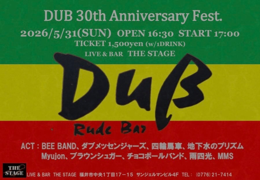 DUB 30th Anniversary Fest.フライヤー